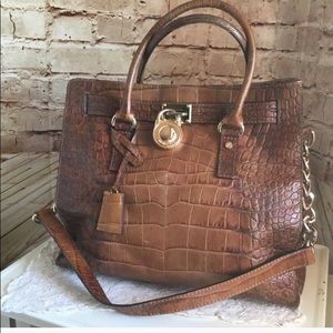 Large croc embossed Micheal Kors Hamilton bag
